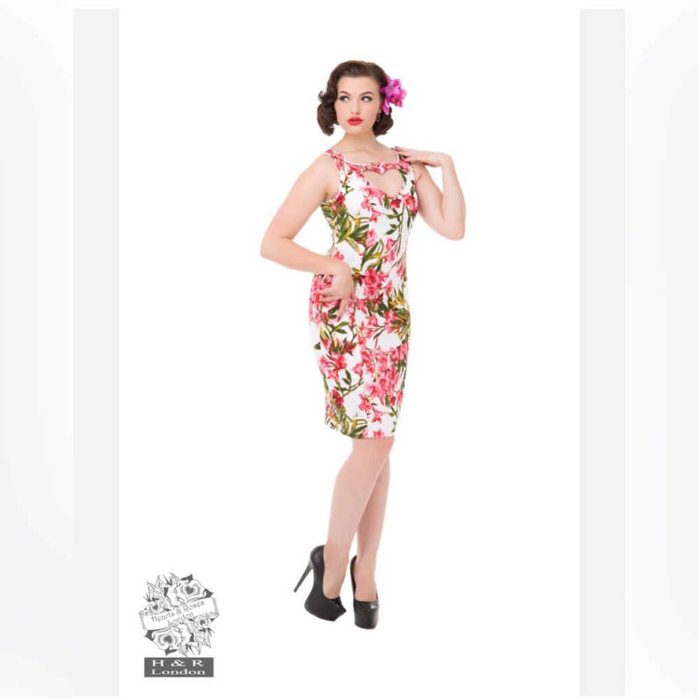 Hearts and Roses Mini Floral Sleeveless Dress with Heart Cutout 16